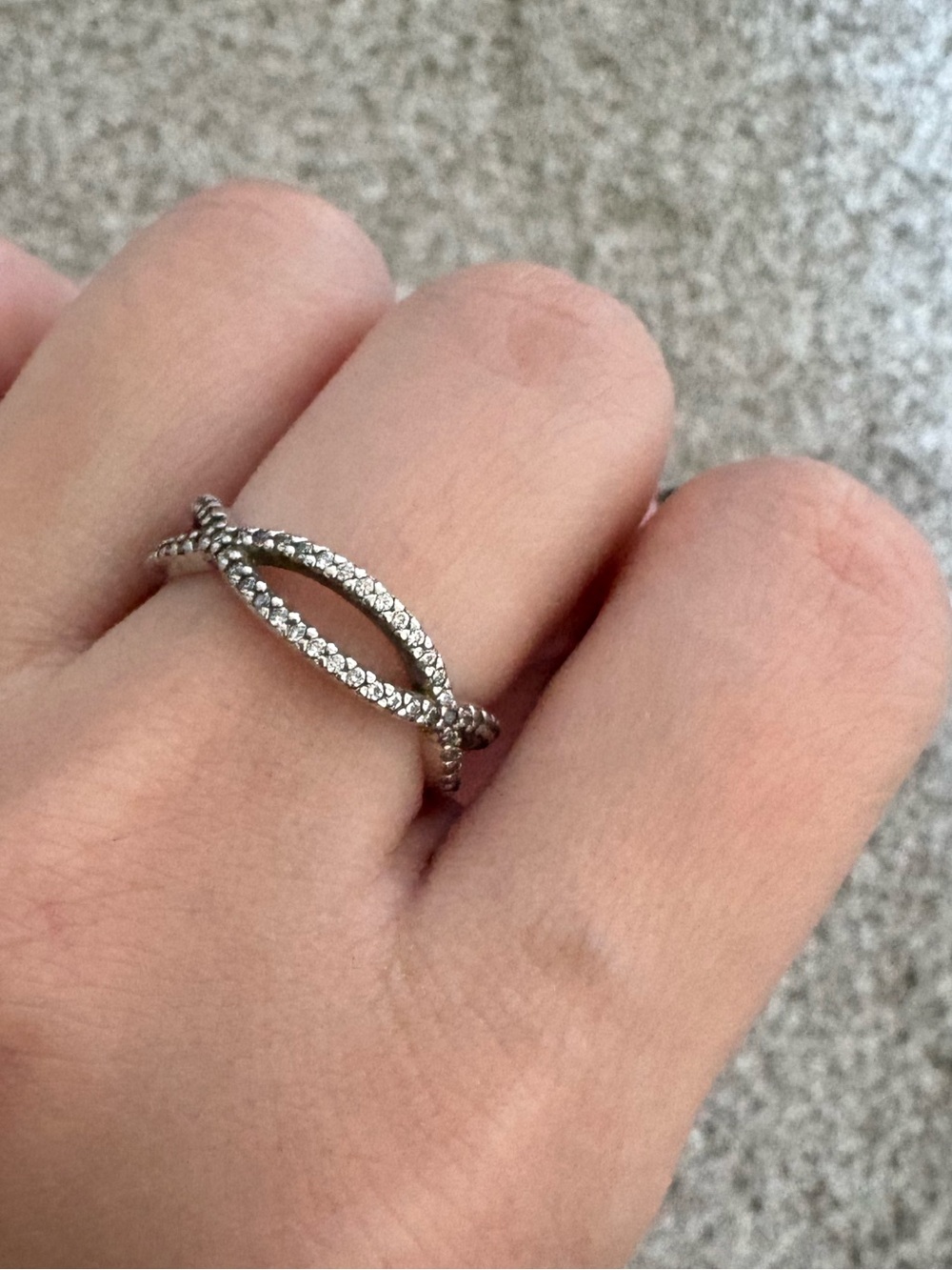 Pandora Silver Twisted Pavé Sparkle Ring - Silver
